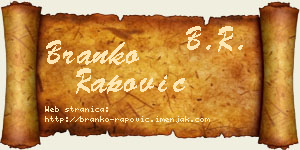 Branko Rapović vizit kartica